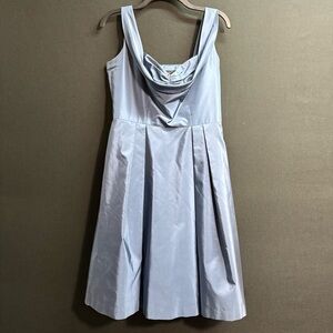 Laundry by Shelli Segal Blue Silk Cowl Neck Party Dress 10 Full Skirt Netting